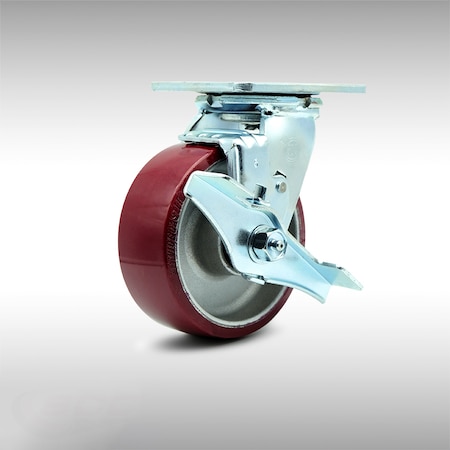 Service Caster 5 Inch SS Poly on Aluminum Swivel Caster with Roller Bearing and Brake SCC SCC-SS30S520-PAR-TLB